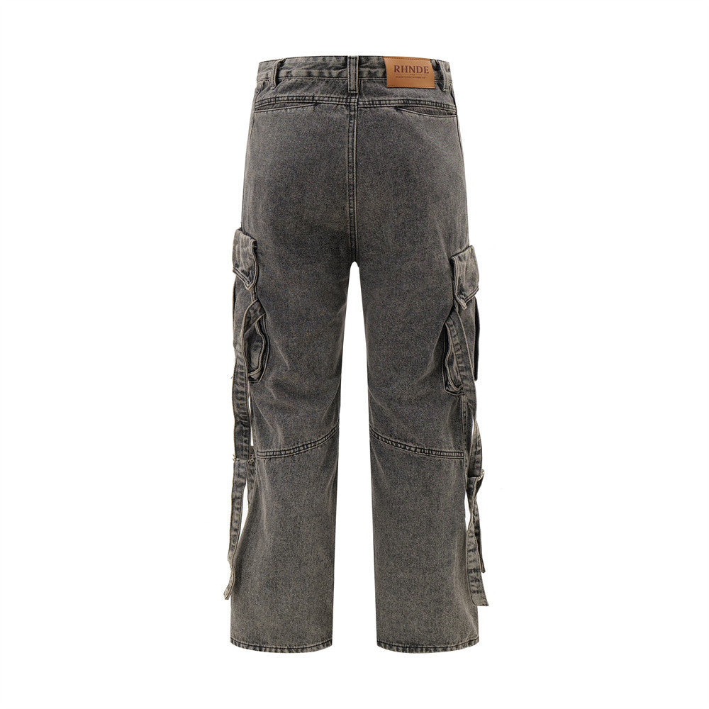 Heavy Industry Washed And Worn Denim Overalls Design