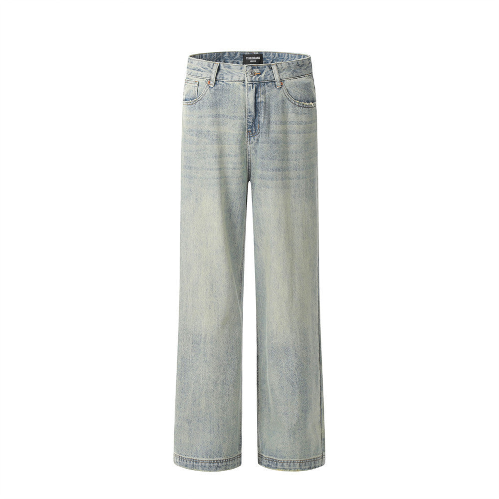 Washed Light Color Denim Trousers For Men