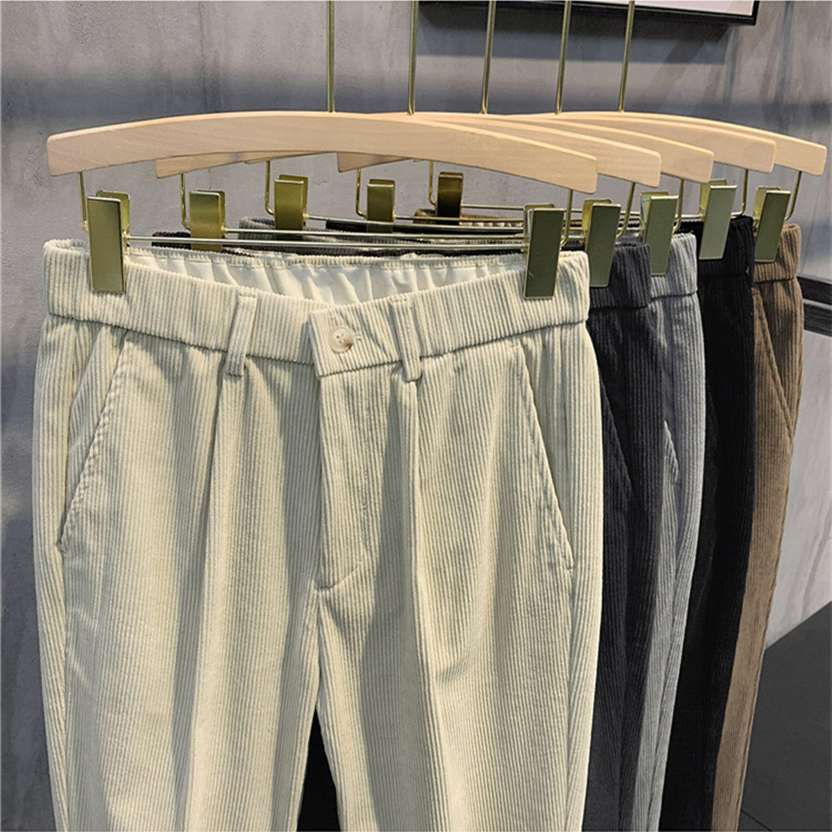 Solid Color Corduroy Warm Casual Pants