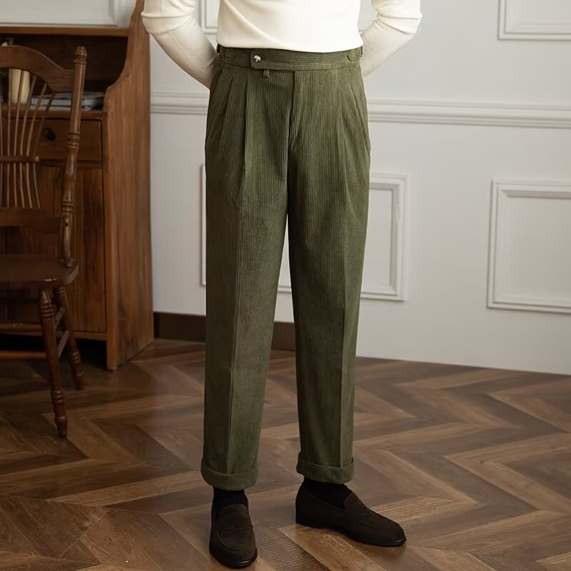 Corduroy Smooth Ankle-length Pants