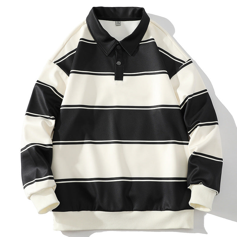 Youth Fashion Contrast Color Casual Striped Sweater