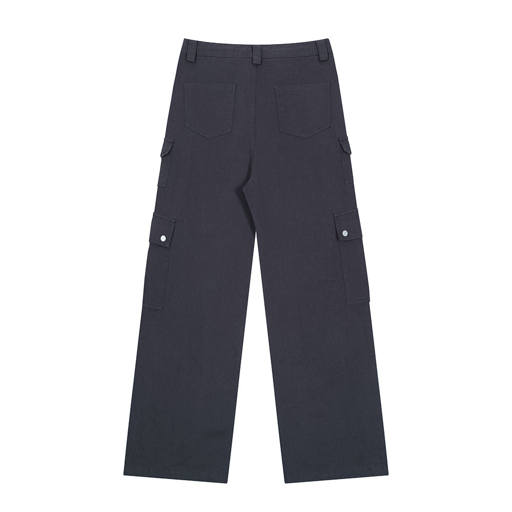 Solid Color Loose Straight-leg Trousers