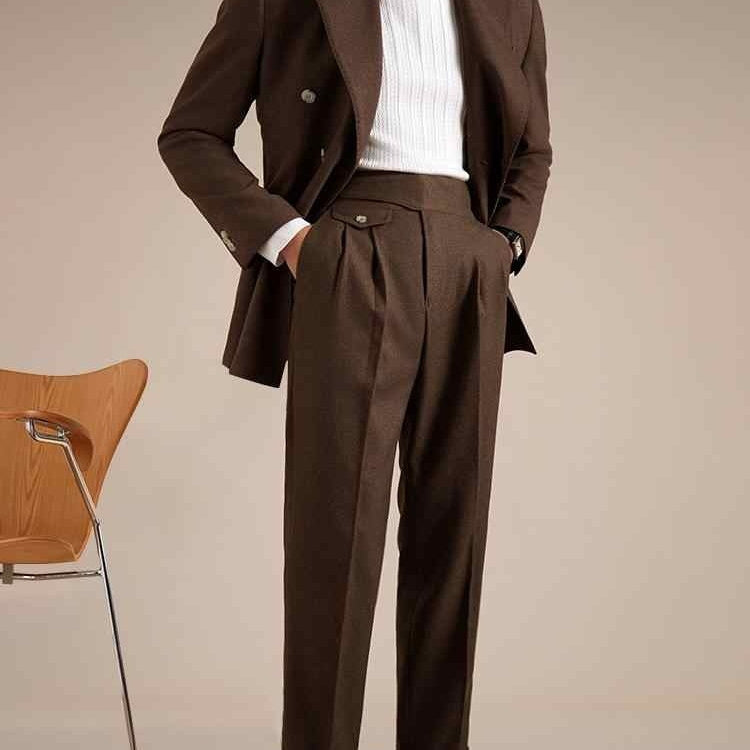 Casual Double Pleated Suit Pants