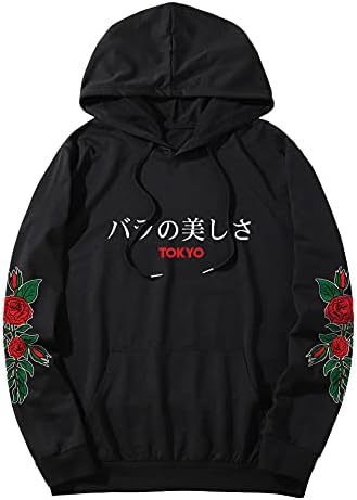 Men's Floral Print Drawstring Pocket Sweatshirt