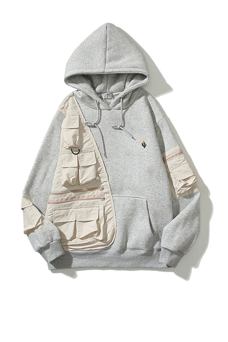 Patchwork Hoodie Loose Casual Hooded Sweater