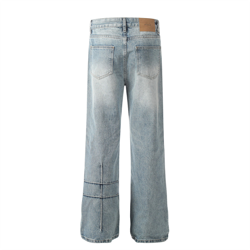 Washed Topstitching Skinny Jeans