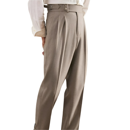 Paris Buckle Adjustable Straight Suit Trousers