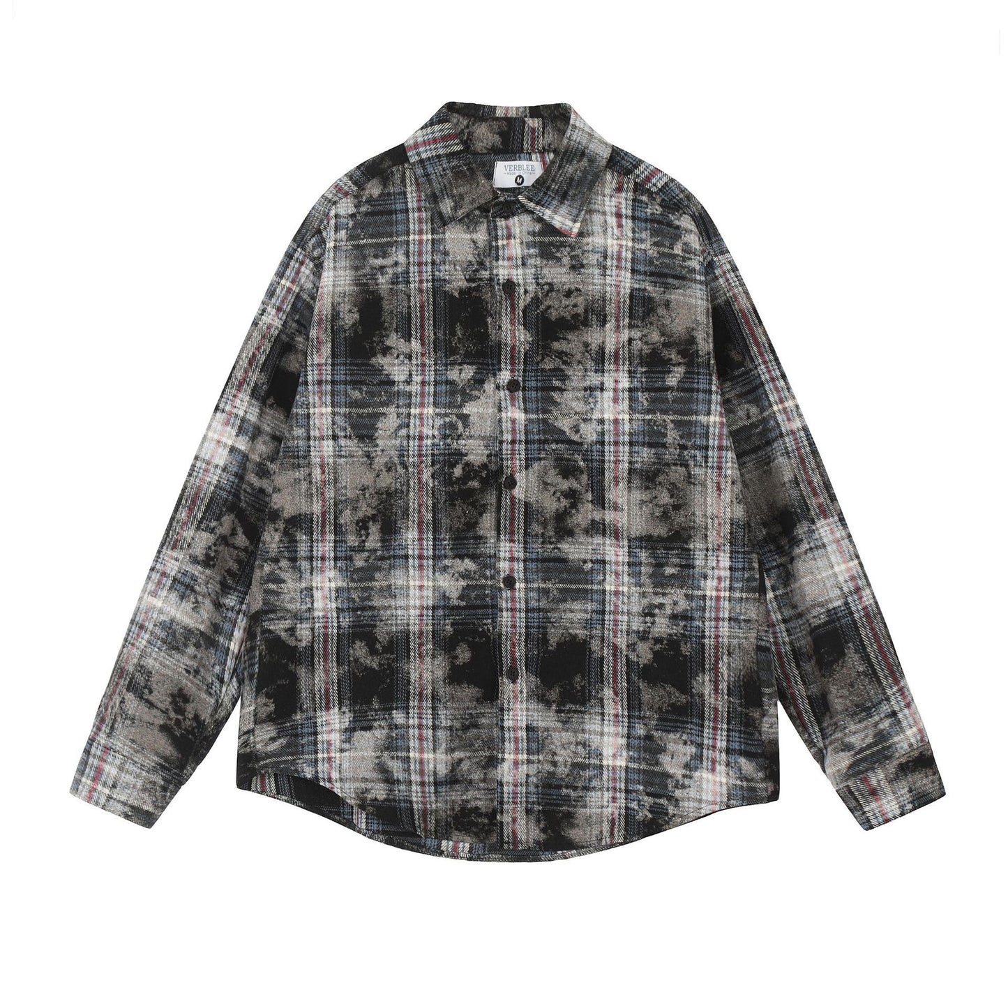 Autumn New American Retro Dirty Printed Plaid Shirt