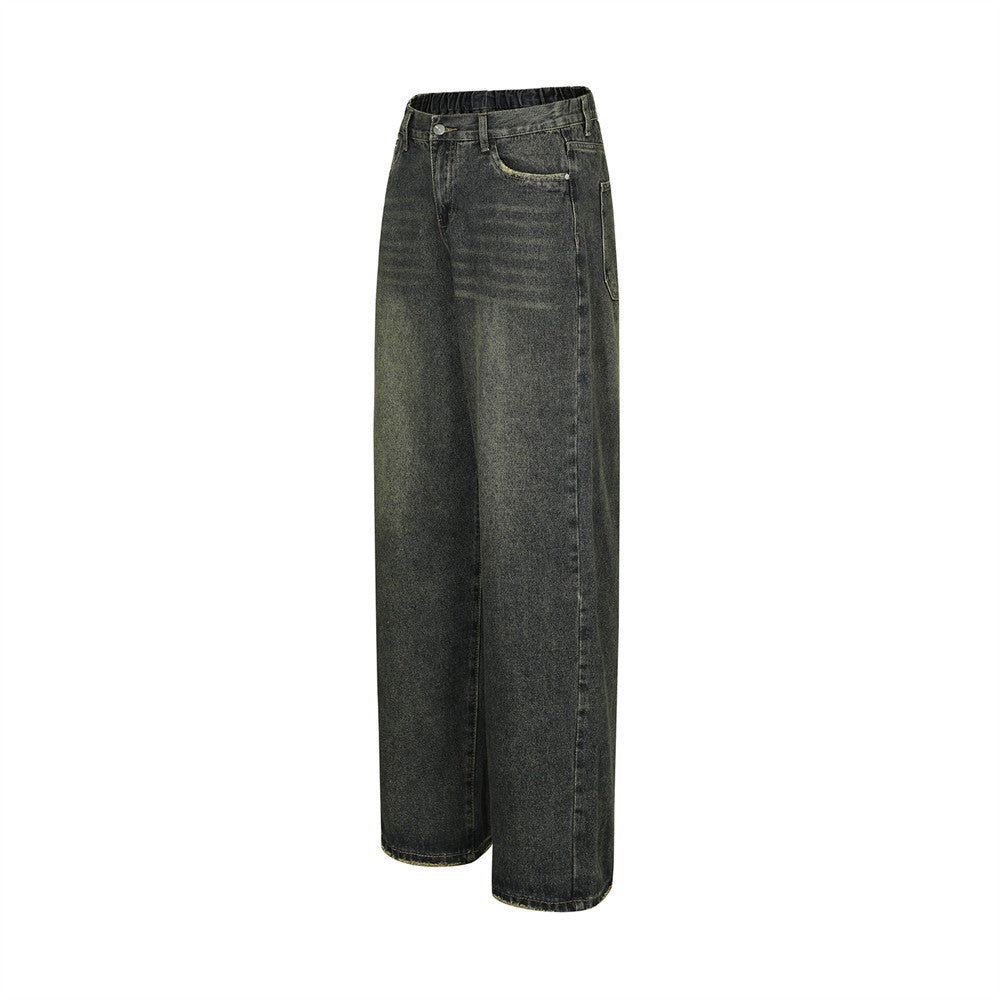 Washing Water Denim Straight-leg Trousers Men