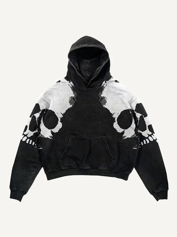 Colorblock Skull Print Pocket 3D Sweater