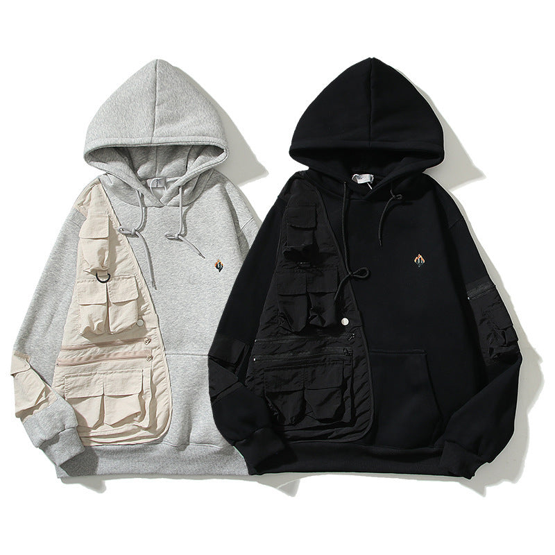 Patchwork Hoodie Loose Casual Hooded Sweater