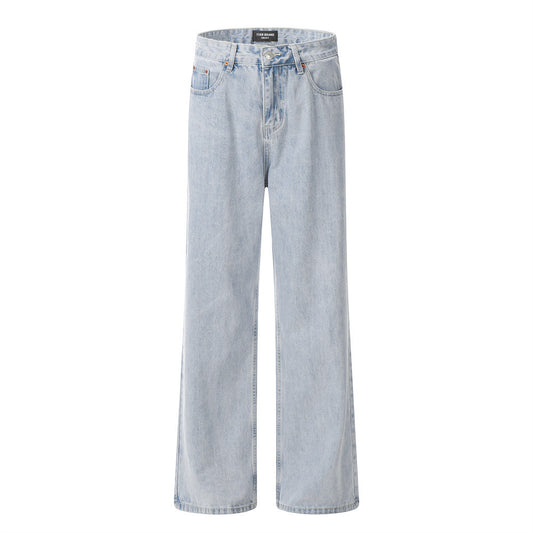 Wash Light Color Denim Straight-leg Pants