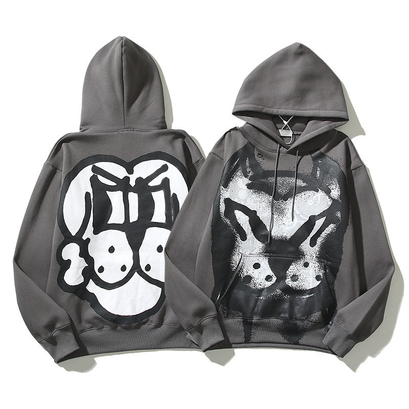 Cartoon Dog Head Graffiti Printed Hoodie