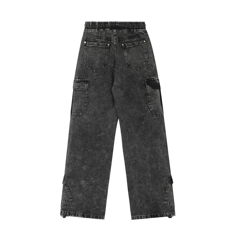 High Street Retro  Multi-pocket Workwear Jeans