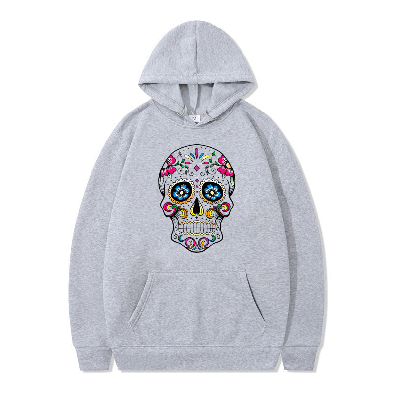 Couple Skull Head Printed Hoodie Sweater