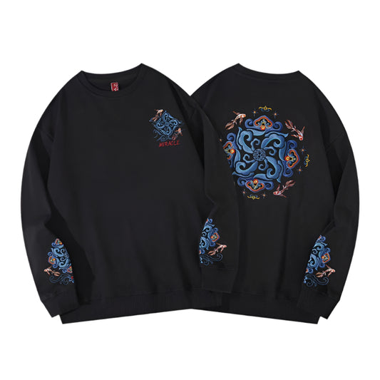 Sweater Men's All-match Embroidered Printed Simple Round Neck Top