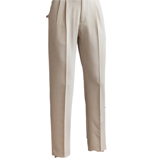 Mid-High Waist Straight Cropped British Pants