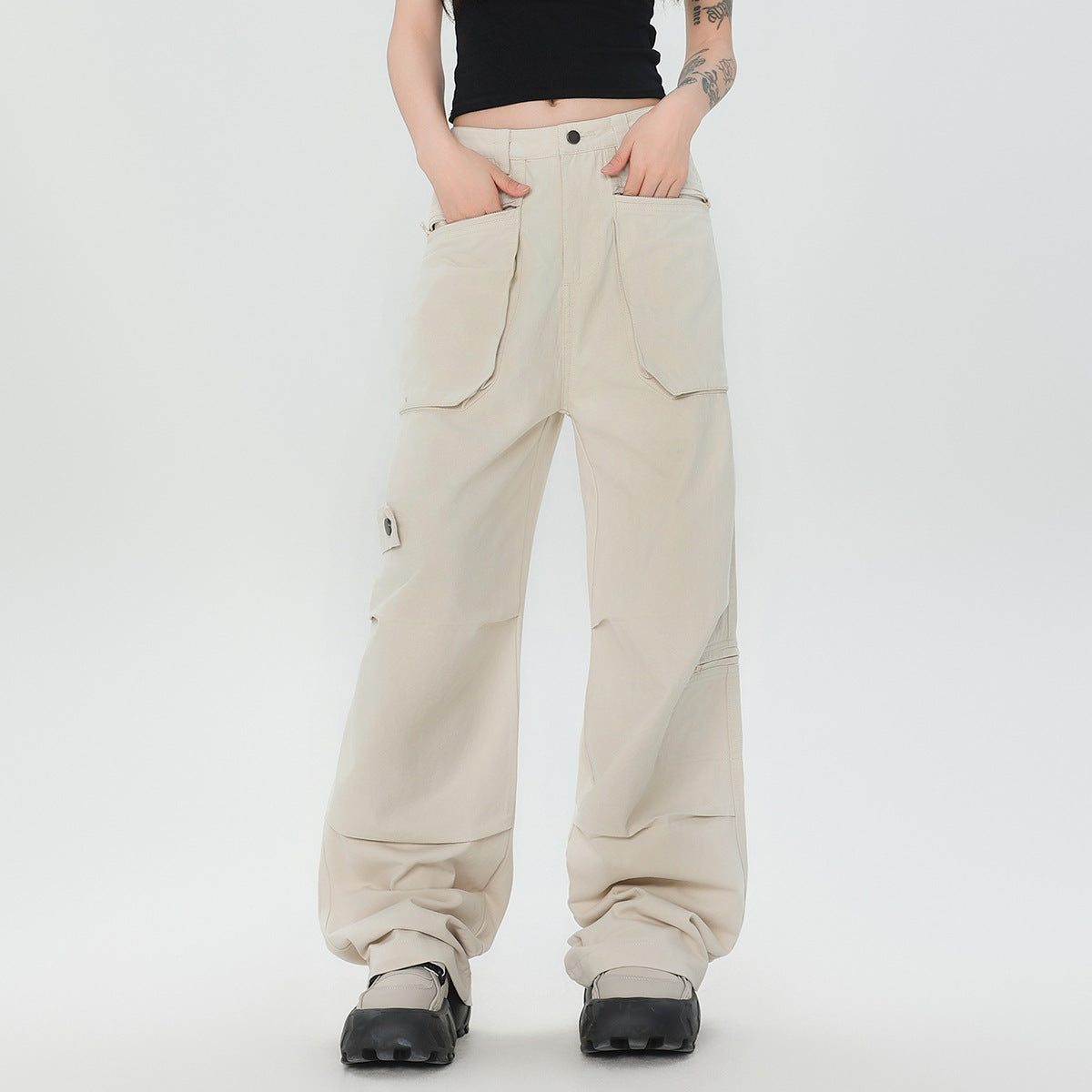 Cotton Loose Straight Cargo Pants