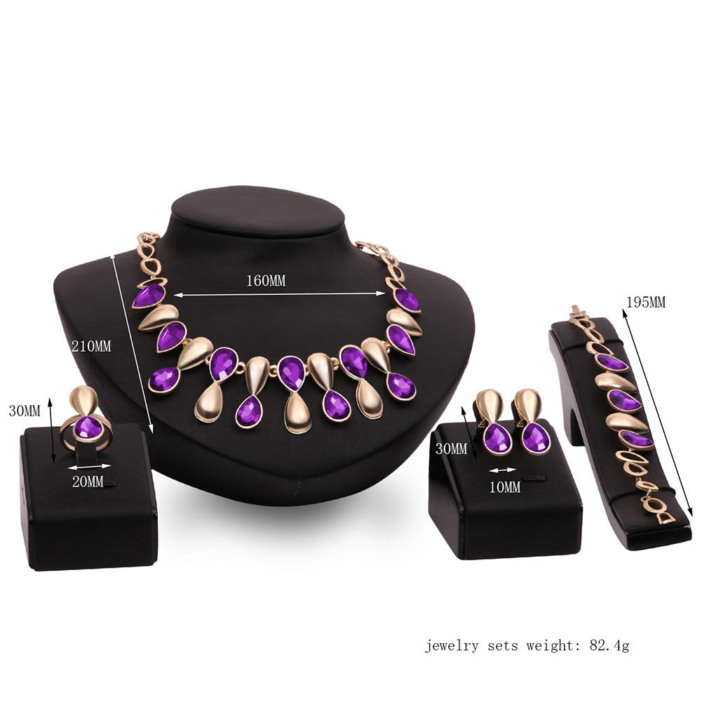 Necklace Earring Ring Bracelet Alloy Four-piece Set