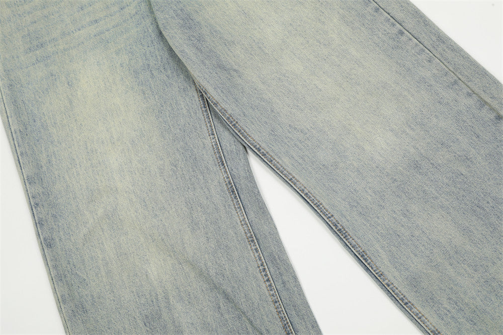 Washed Light Color Denim Trousers For Men