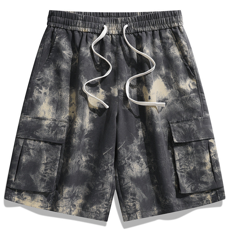 Summer New Work Clothes Fifth Pants Men's Tie-dyed Simple