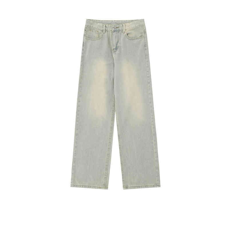 Retro Worn Looking Washed-out Straight Jeans