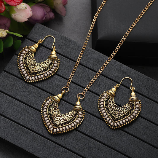 Colored Rope Winding Earrings Necklace Two-piece Set