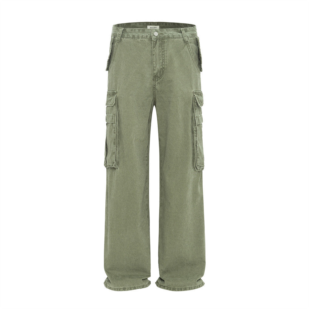 Casual Solid Color Loose Straight Wide-leg Pants Trousers