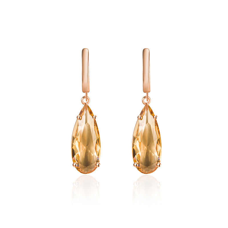 14K Gold Drop-shaped Champagne Gold Earrings For Women