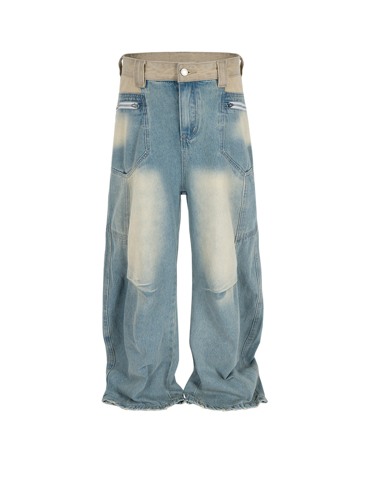 Washed Distressed Design Jeans