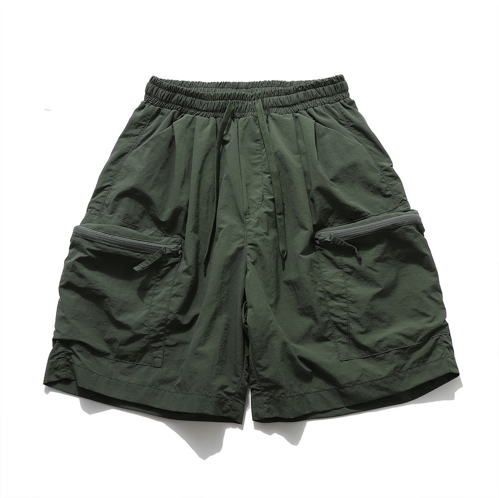 Loose Pockets Zipper Cargo Shorts Men