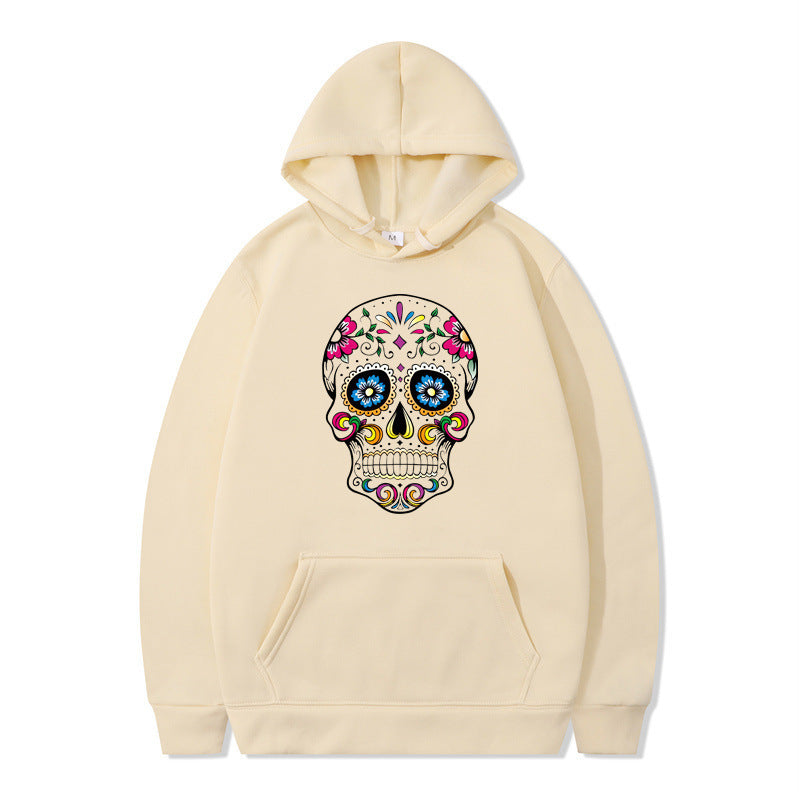 Couple Skull Head Printed Hoodie Sweater