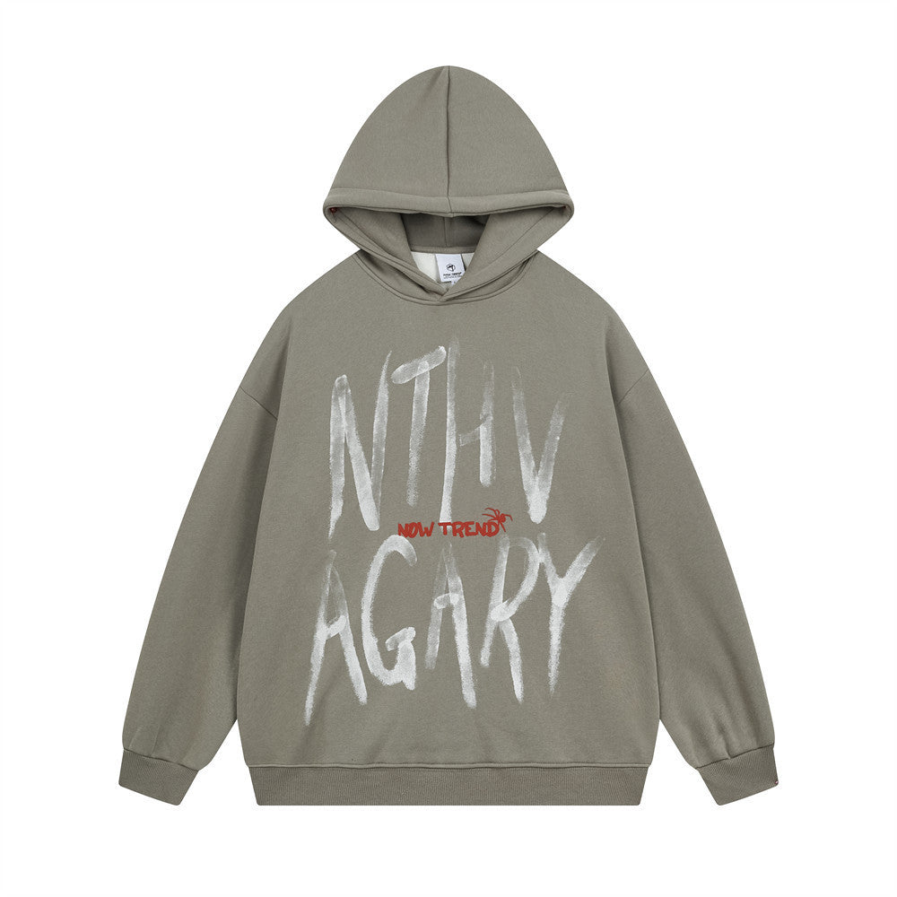 Dark High Street Graffiti Printing Brushed Hoody