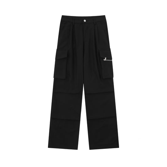 Retro Black Straight Overalls For Women