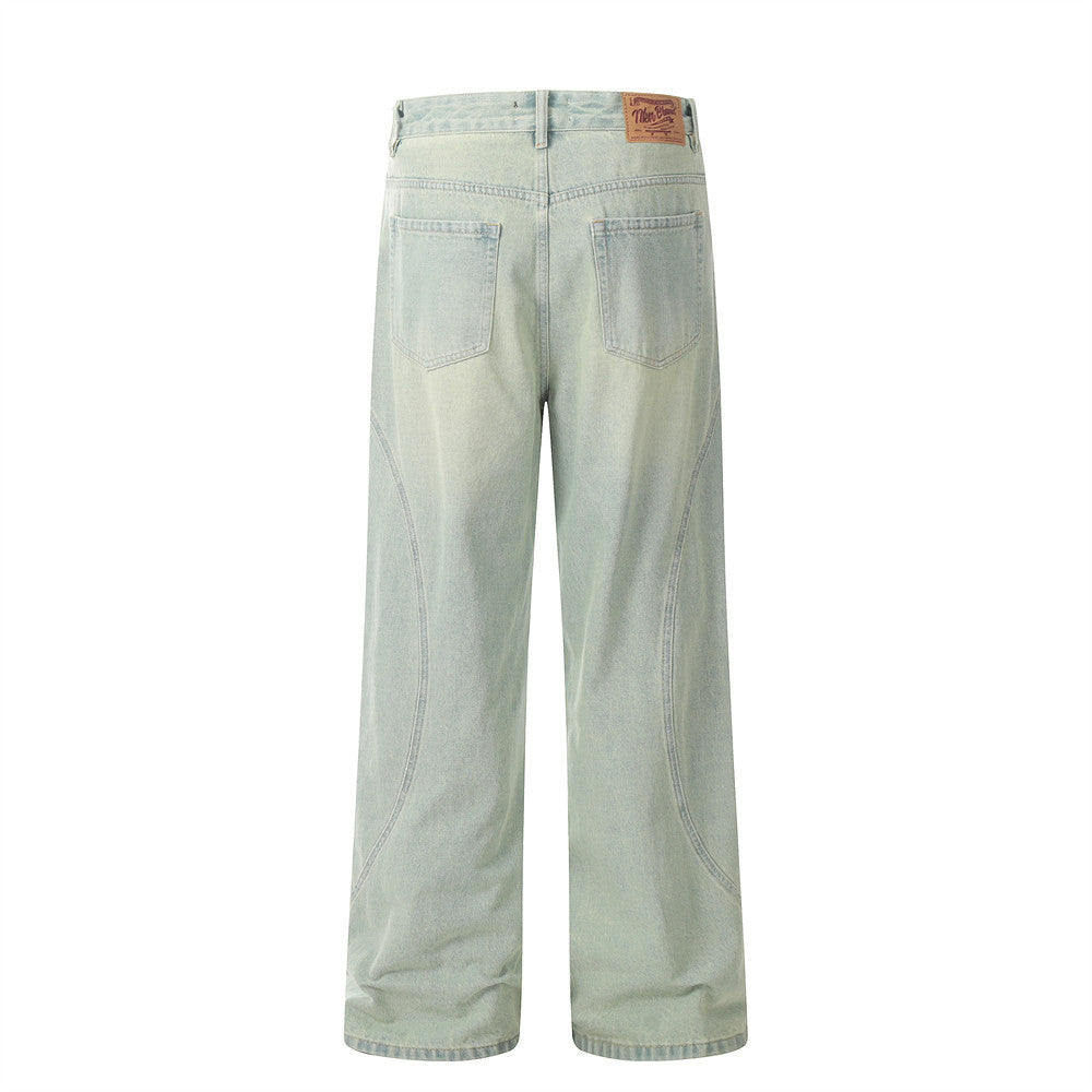 Light Color Denim Loose Trousers For Men