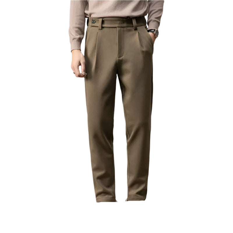 Wool Loose Straight Brushed Casual Trousers