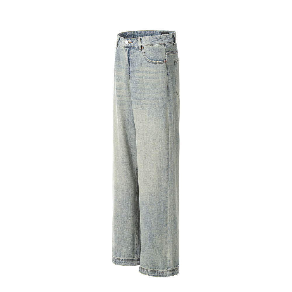 Washed Light Color Denim Trousers For Men