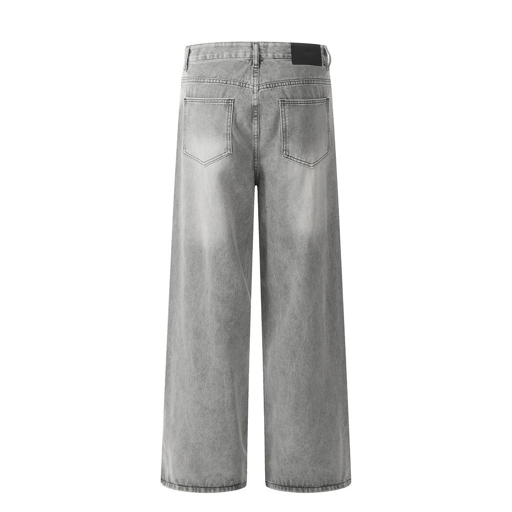 Fashion Washing Water Wide-leg Jeans Men