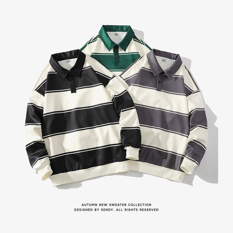 Youth Fashion Contrast Color Casual Striped Sweater