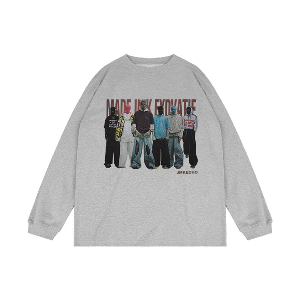 Hip Hop Character Printed Sweater For Men