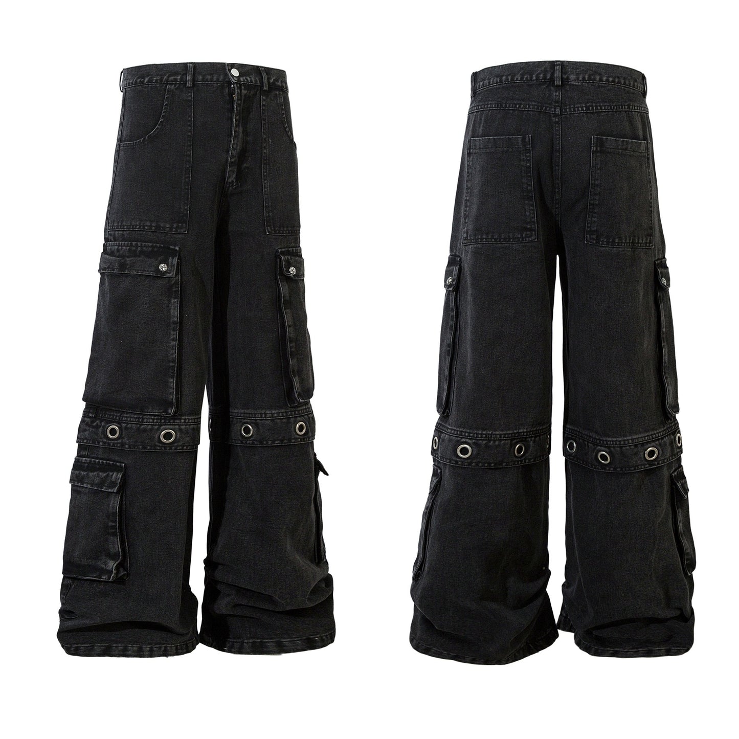 Heavy Industry Multi-splicing Metal Buckle Trousers