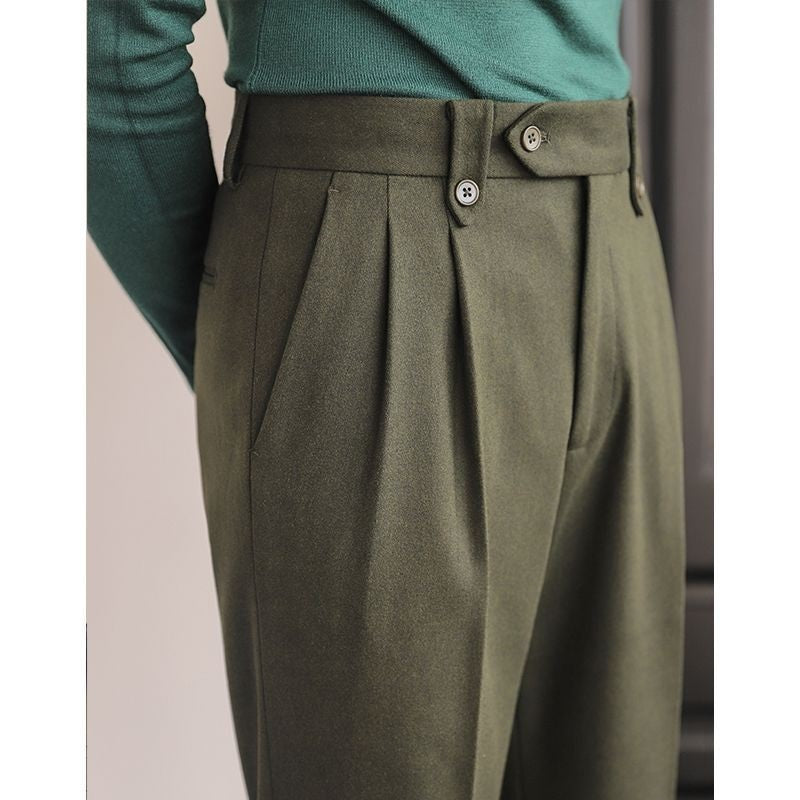 High-waisted Straight Leg Casual Dress Pants Wool Thick