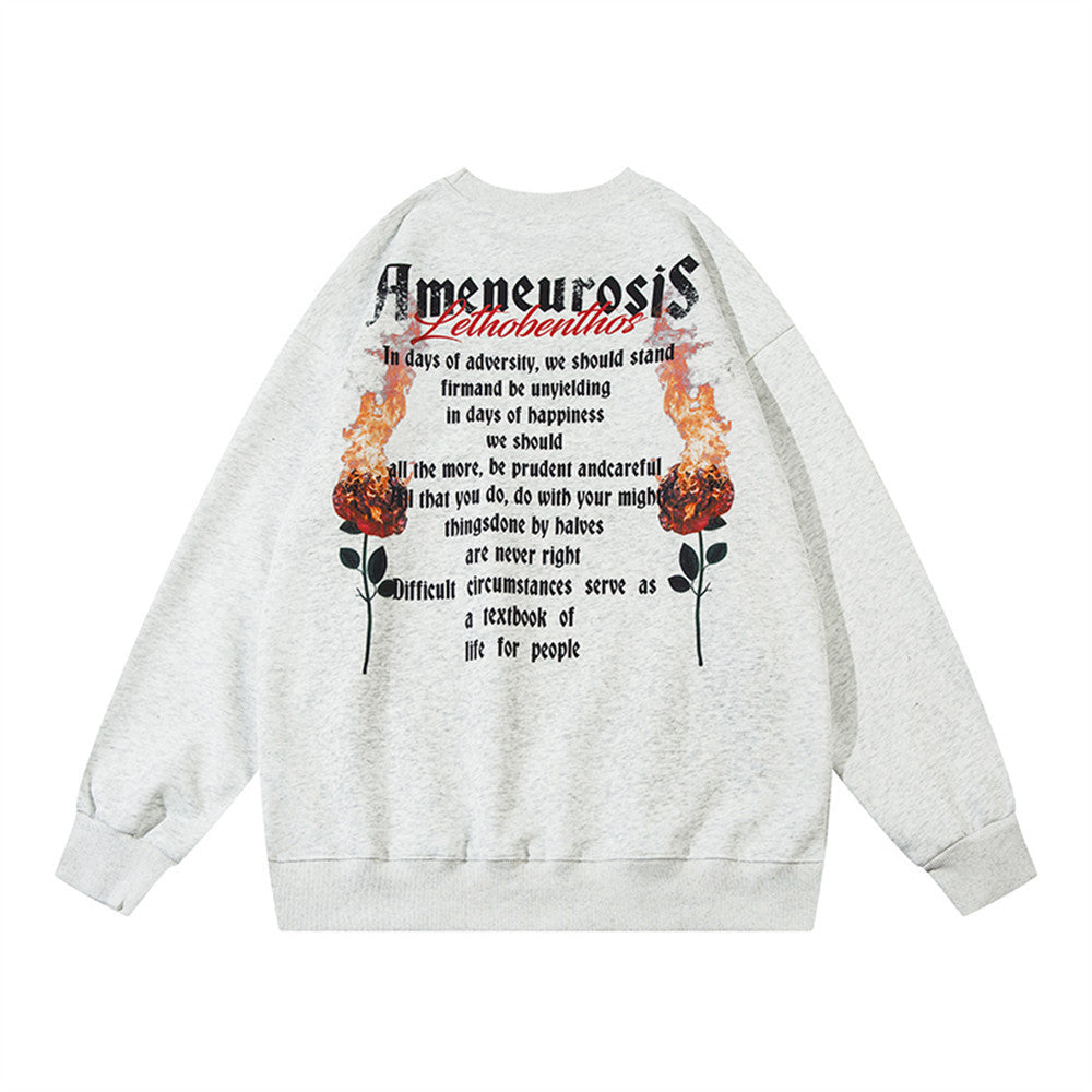 Fashion Flame Printed Crew Neck Sweatshirt Men