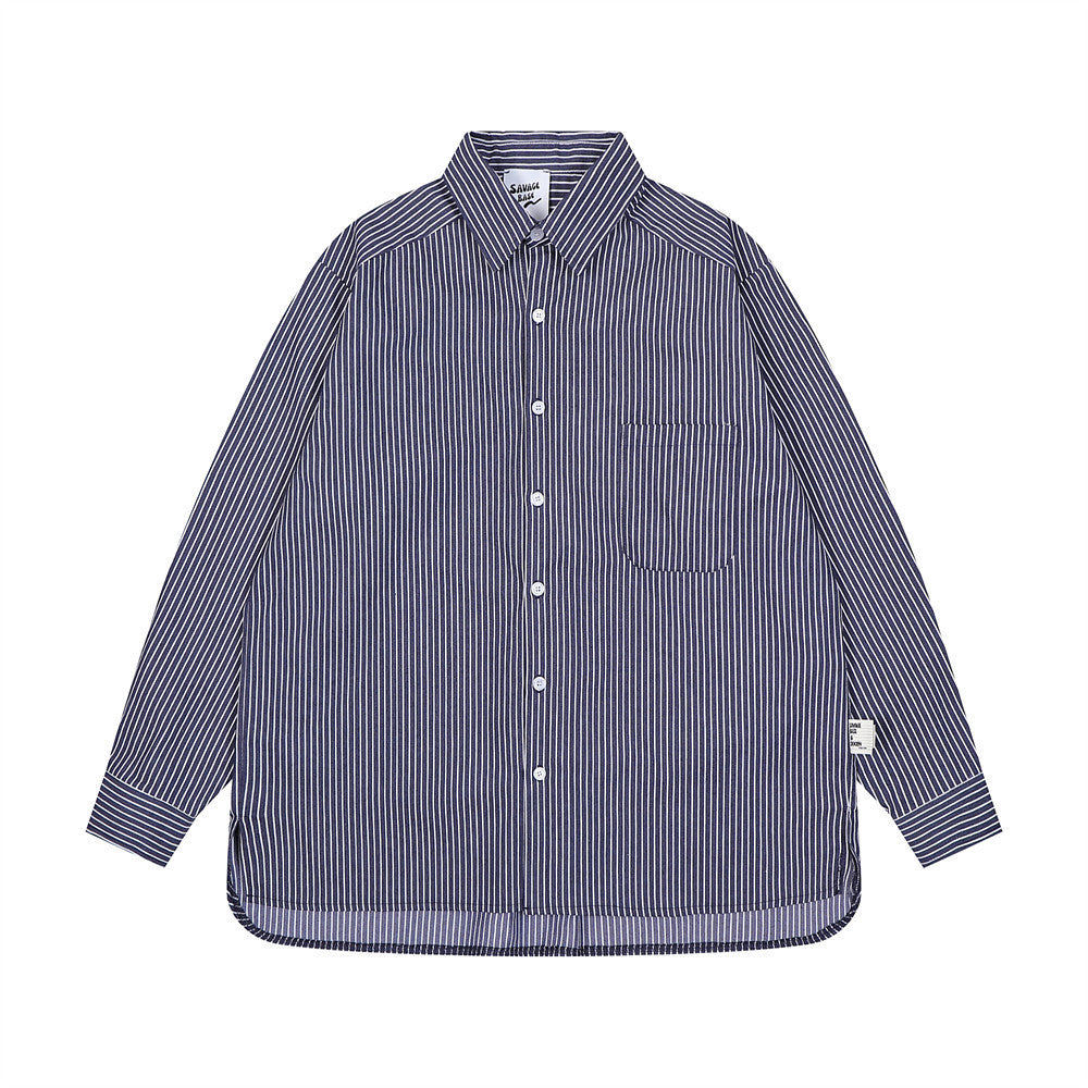 Vertical Striped Shirt Men's Loose Casual