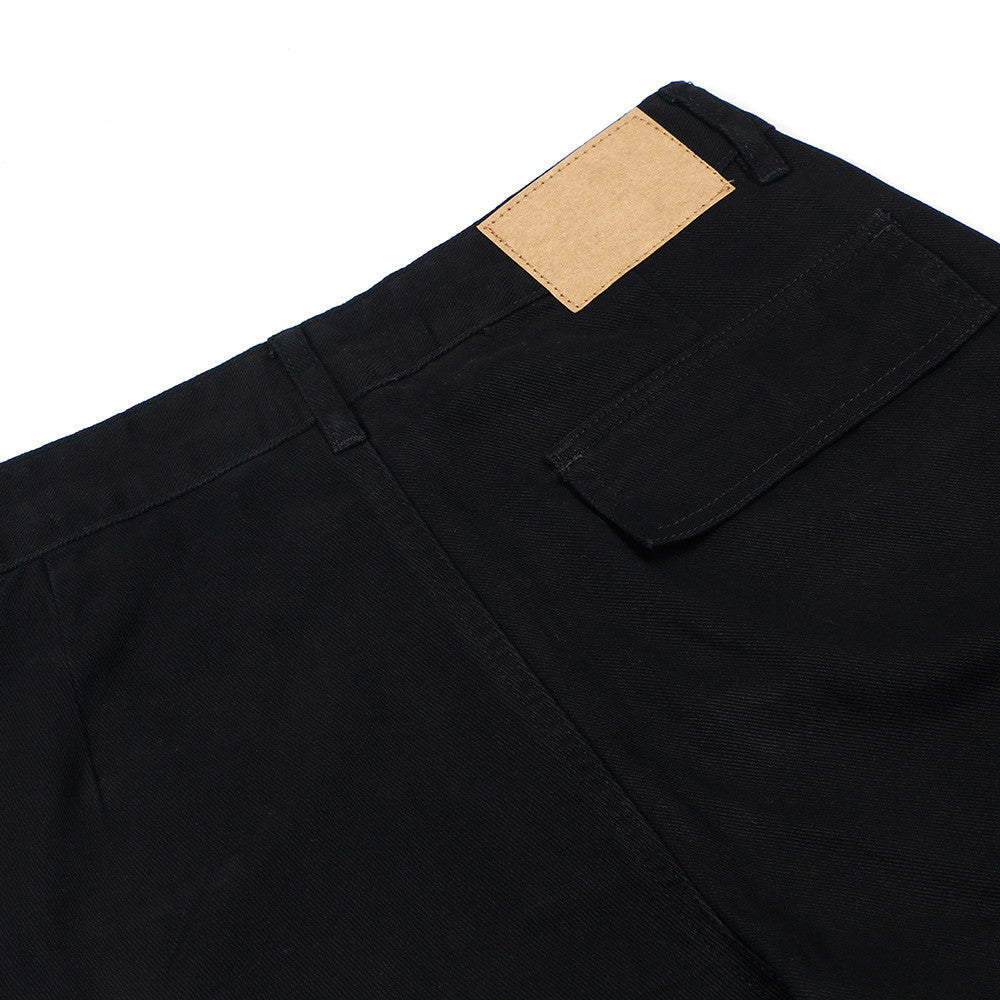 Men's Pleated Solid Color Loose Multi-pocket Workwear Trousers