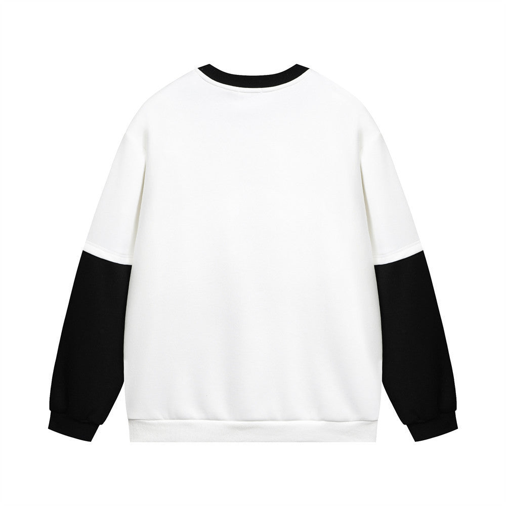 Contrast-color Stitching Sweatshirt Fake Two-piece