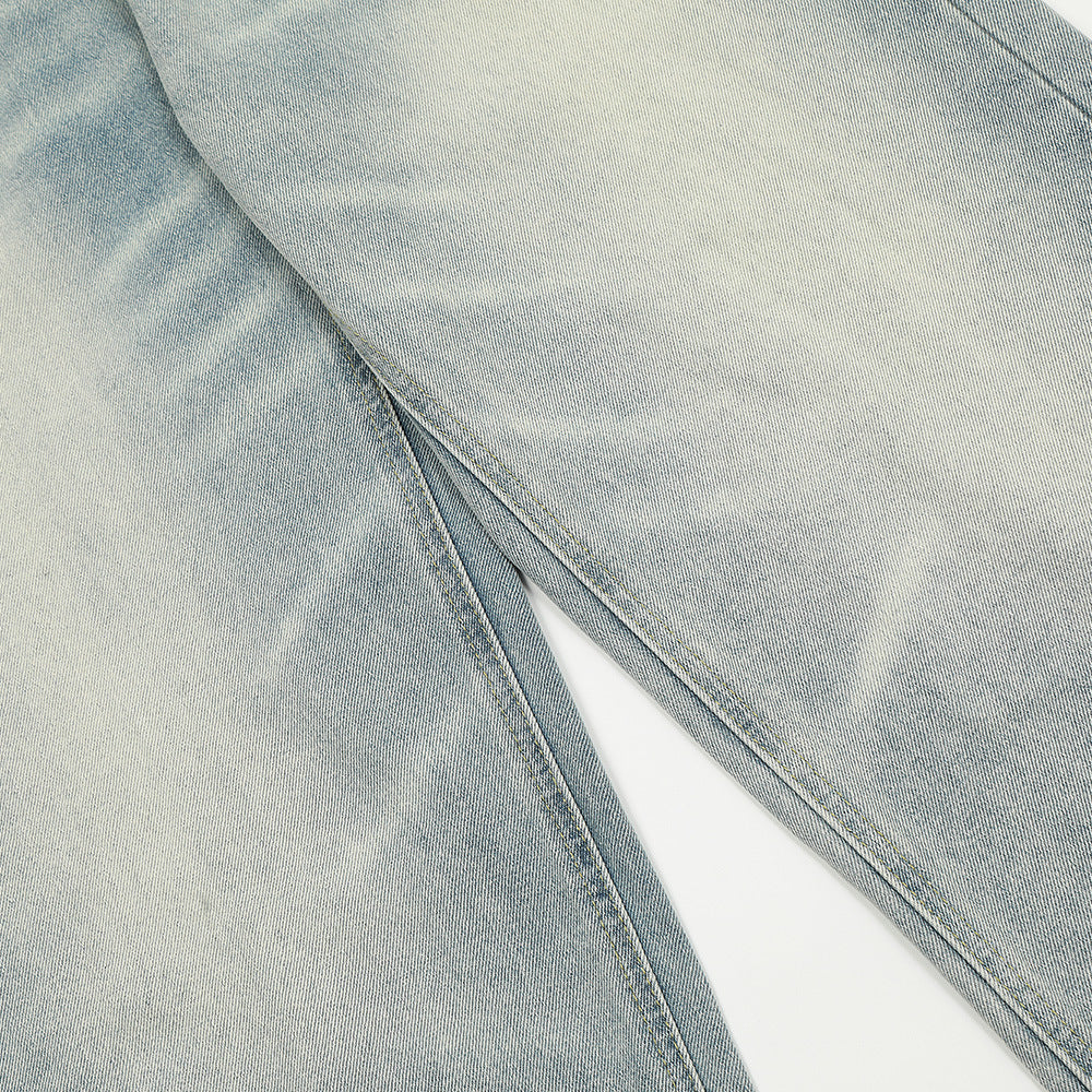 Water Ripple White Washed Straight Jeans