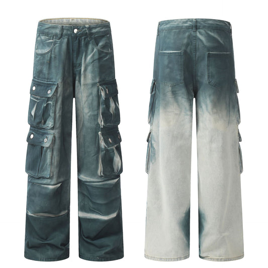 Hand Painted Paint Loose Denim Overalls Men