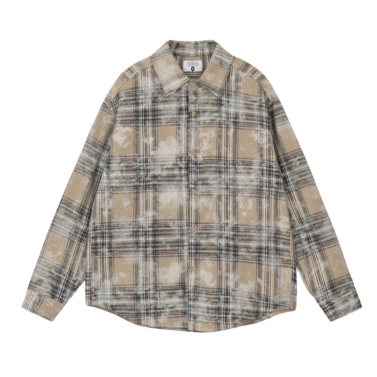 Autumn New American Retro Dirty Printed Plaid Shirt