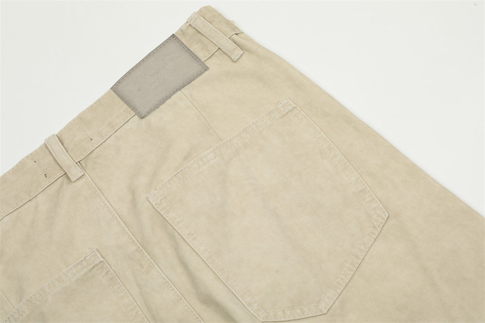 Washed Raw Edge Wide-leg Jeans Men